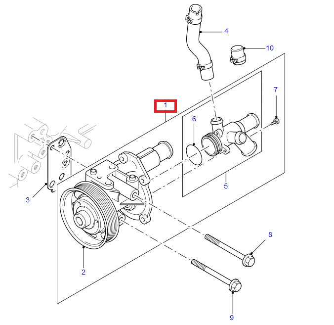 Pompe à eau 2.4 TD4 Land Rover Puma avec connecteur